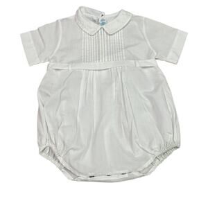 Feltman Bros White Christening Romper Embroidered Baby Size 9 Months